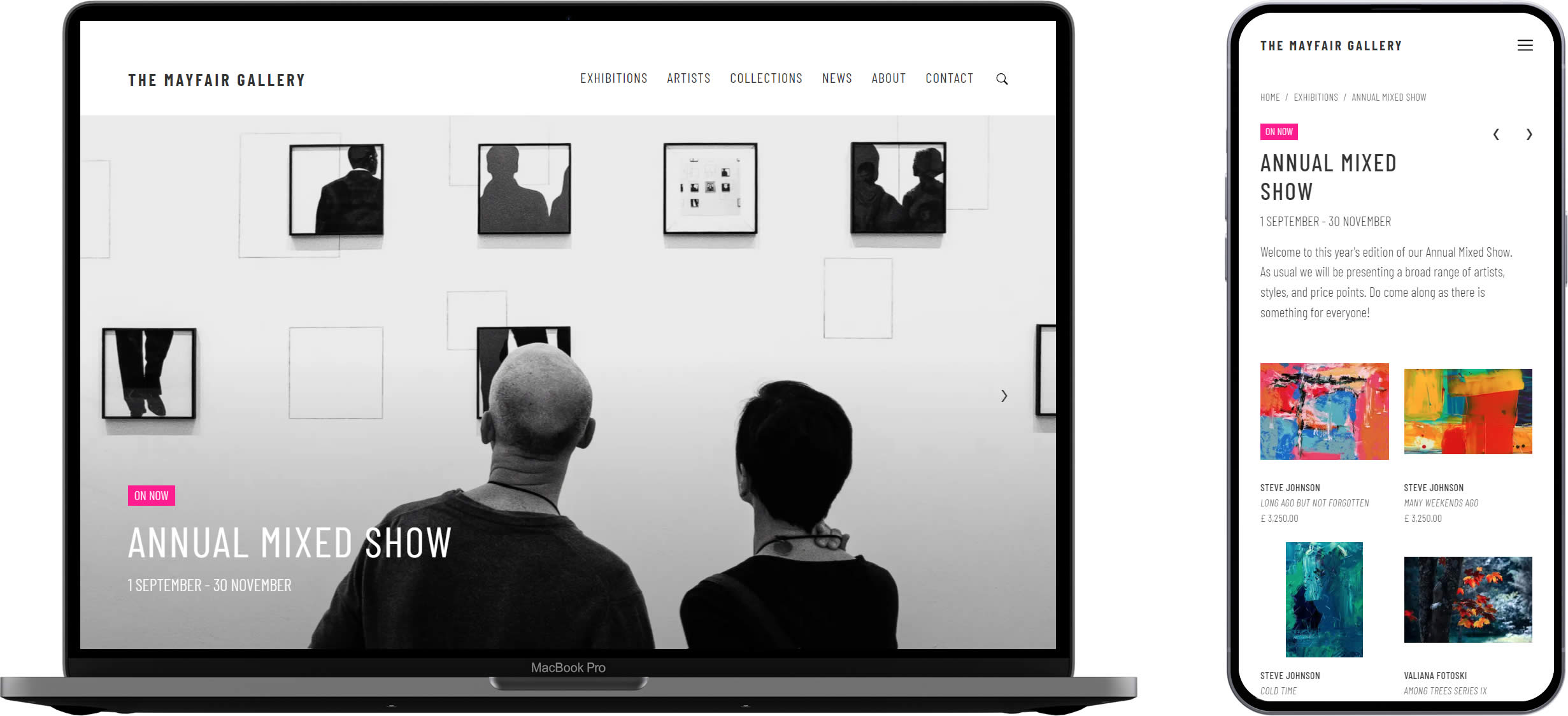 Contemporary art gallery website example image